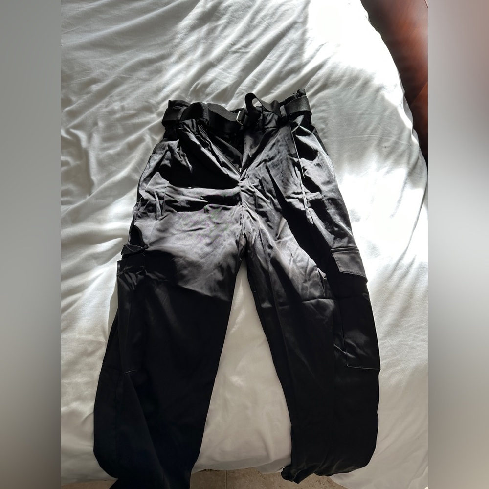 Zara black satin joggers size small